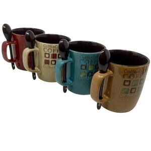 Mr. COFFEE Café Americano 13 Oz. Mug Set Stoneware 8 Pieces, 4 Mugs 0,0,1:S-1458